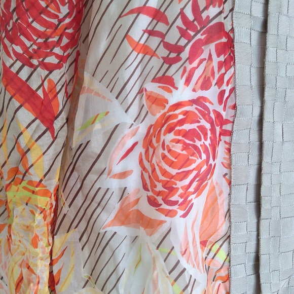 Chico’s sheer silk open weaved ribbon trim top Chicos size 3 or large - Picture 7 of 16